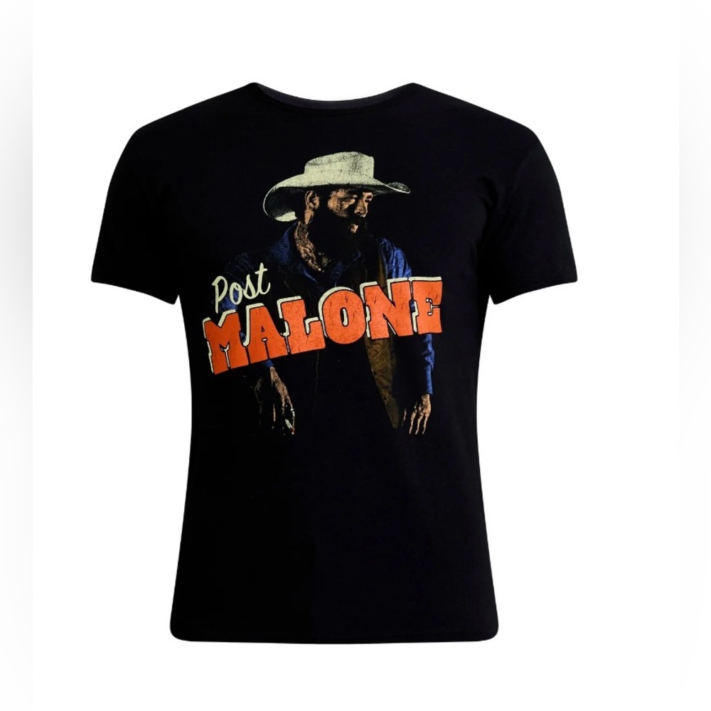 NWT Post Malone‎ Black Graphic Tee Men’s Medium Country Rap Shirt Music Merch